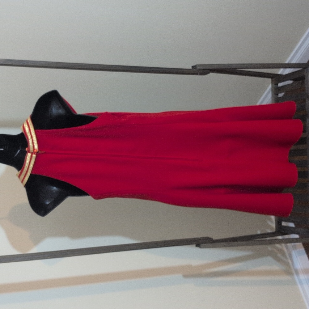 Dollar USA | Vintage Elegant Red and Gold Women's Dress Nautical Sailor Style - Picture 5 of 14